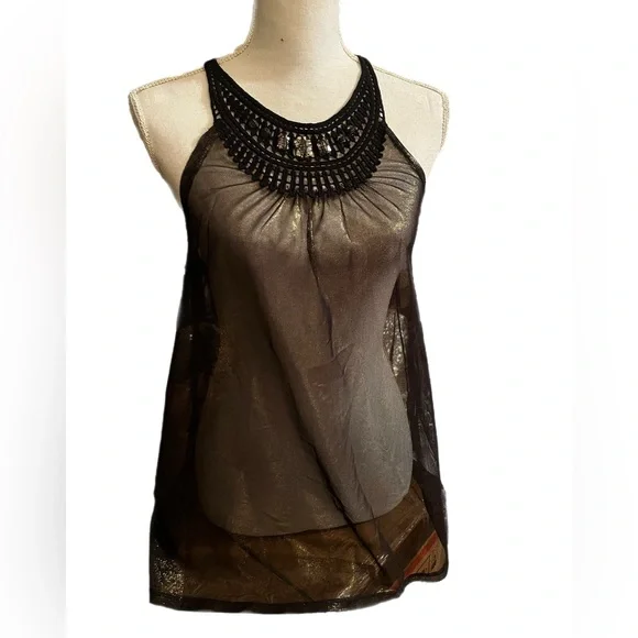 Free People Women’s Sheer Metallic Racerback Tank - Picture 2 of 7